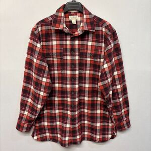 LL Bean Men Chamois Cloth Men Button Shirt Top Size Large Tall Plaid C049 -22